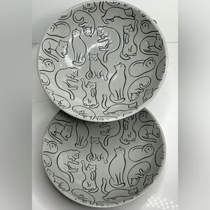 2 Signature Cat Pet Bowl Plate Food Dish Plate Adorable Gray 6” New